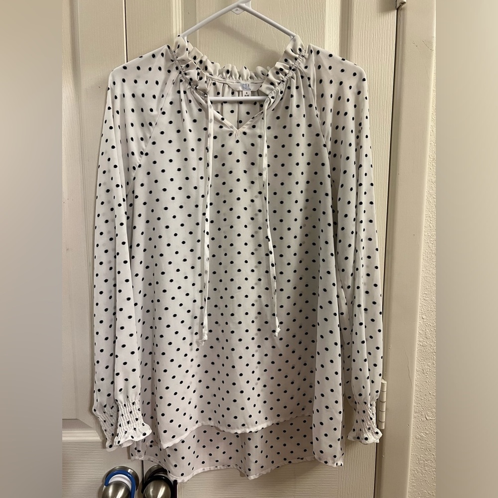 Time and Tru Black & White Polka Dot Blouse - S